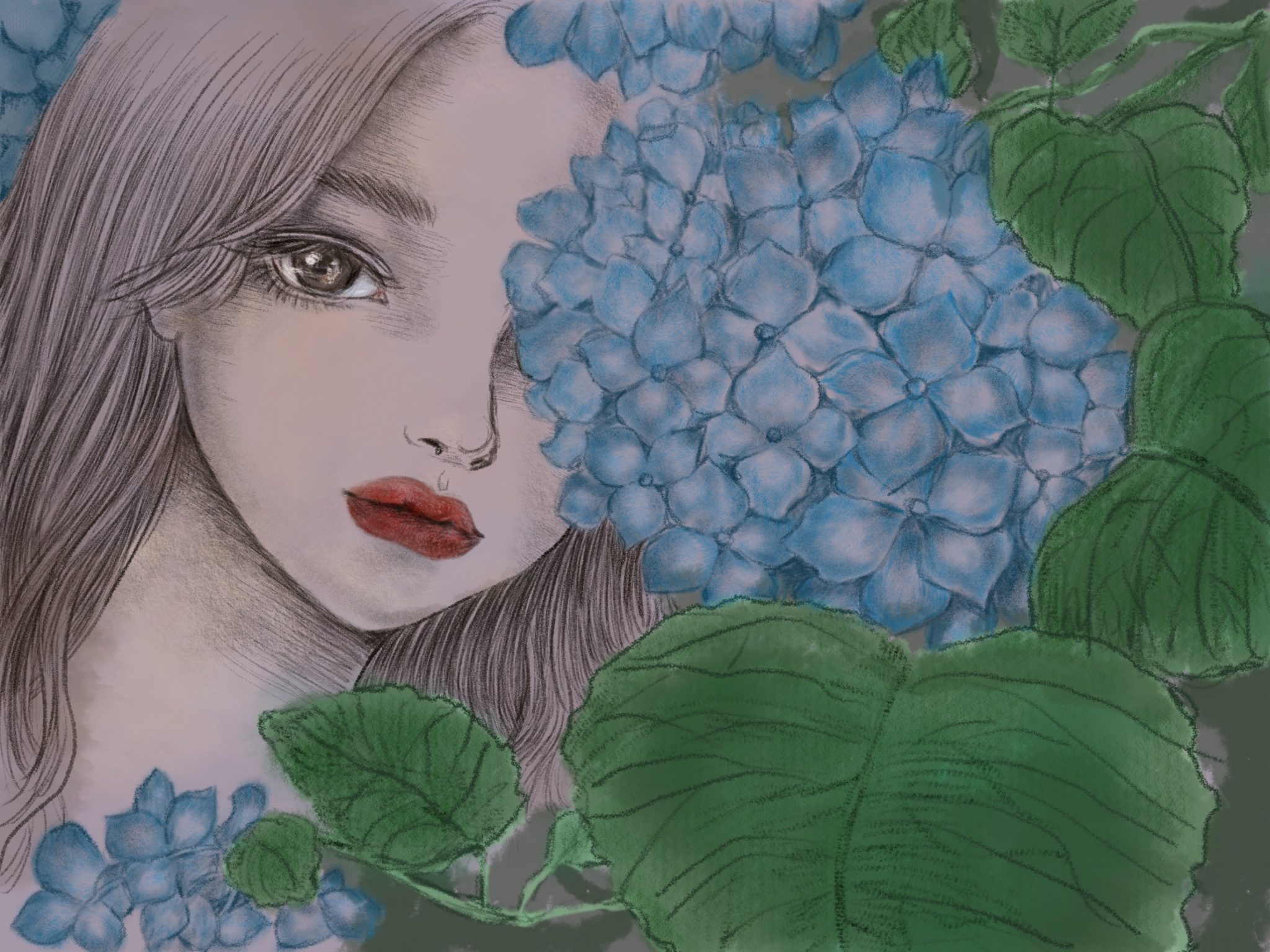 紫陽花 ファッションイラストの描き方