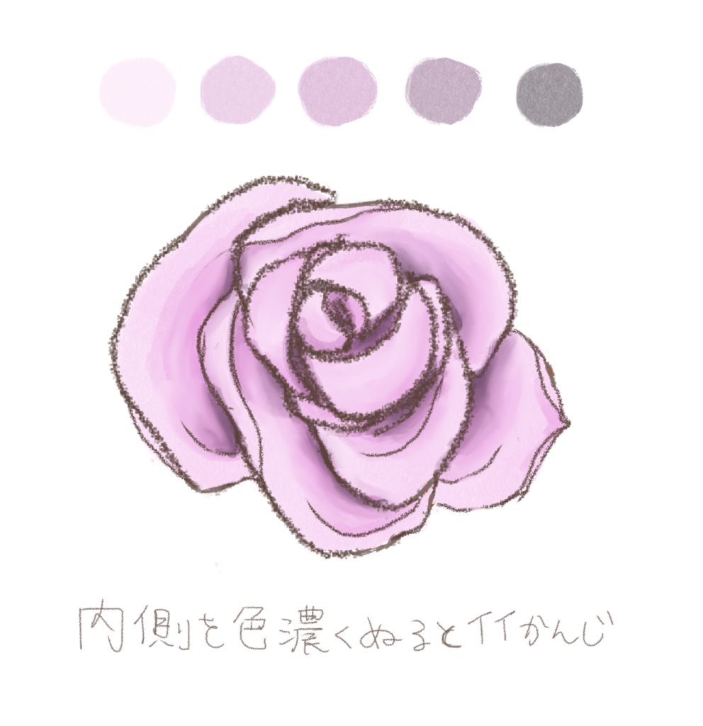 アナログイラスト 角度別の薔薇の描き方 ファッションイラストとデザイン