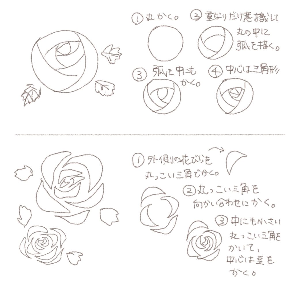 薔薇 イラスト 簡単 書き方